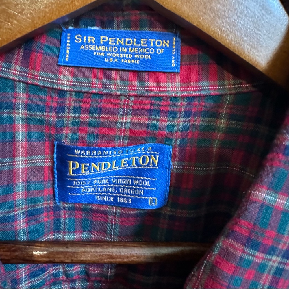 Pendleton Sir Pendleton Wool Plaid Flannel Button… - image 3